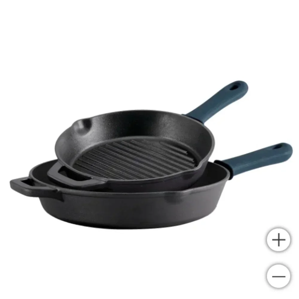 NEW Tramontina 2-Piece Pre-Seasoned Cast Iron Skillet Set 10